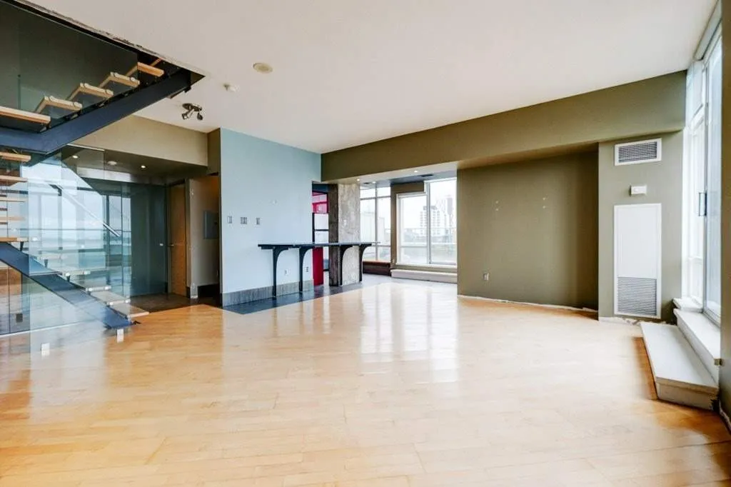 Distillery District Condo Renovation, Toronto, ON — before: Living Room South